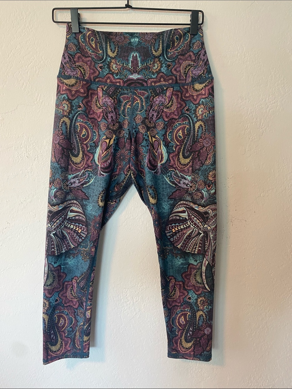 Evolution and Creation Purple Teal Paisley Yoga Leggings